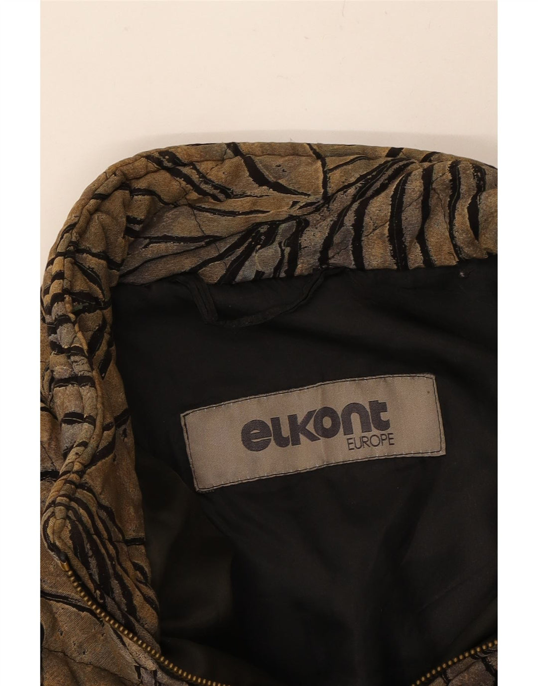 ELKONT Womens Abstract Pattern Windbreaker Jacket UK 20 2XL Brown Vintage Elkont and Second-Hand Elkont from Messina Hembry 
