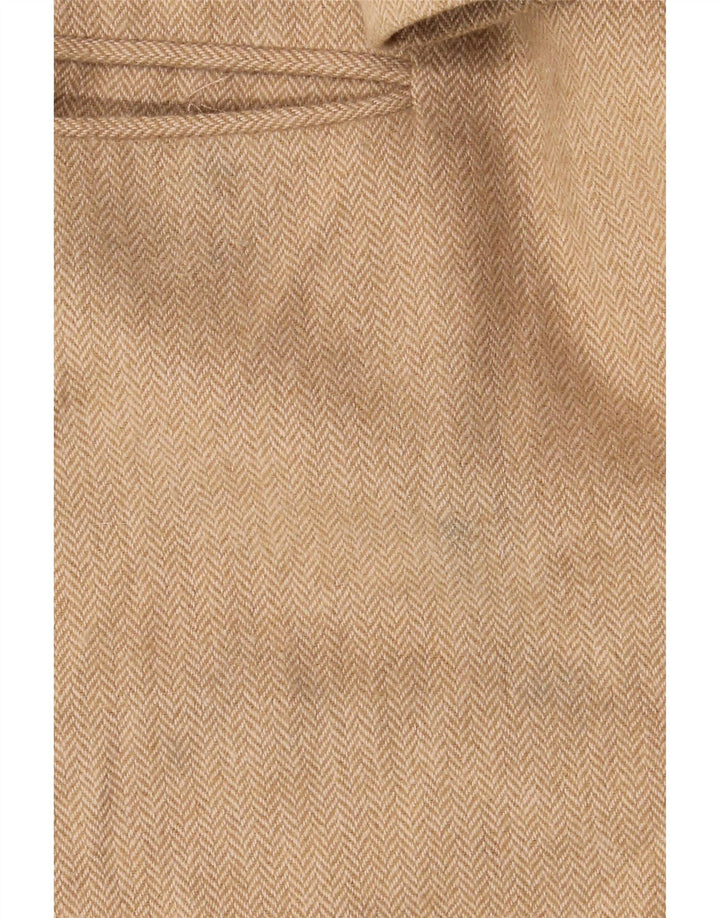 Marks & Spencer Womens Overcoat UK 16 Large  Beige Herringbone Wool
