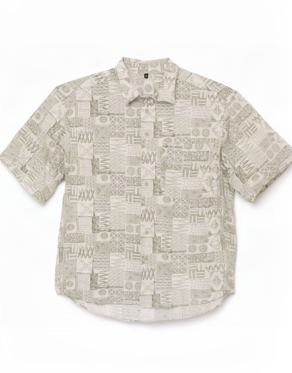 Club D'Amingo Mens Short Sleeve Shirt Size 41/42 Large Green Patchwork