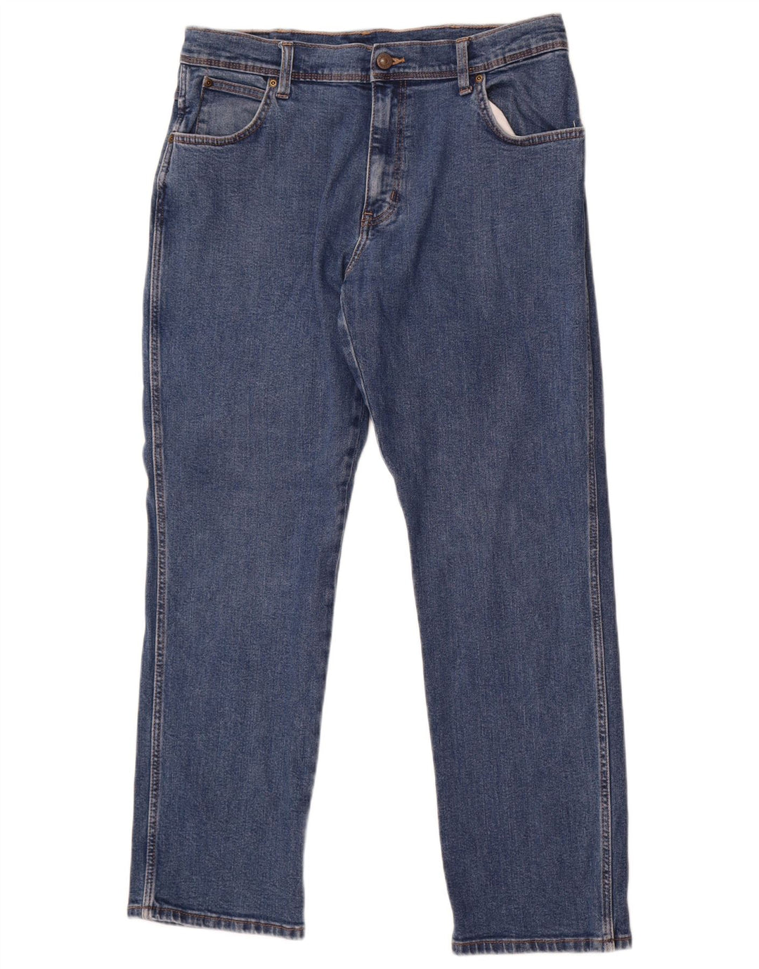 Wrangler Mens Regular Straight Jeans W36 L30 Blue Cotton