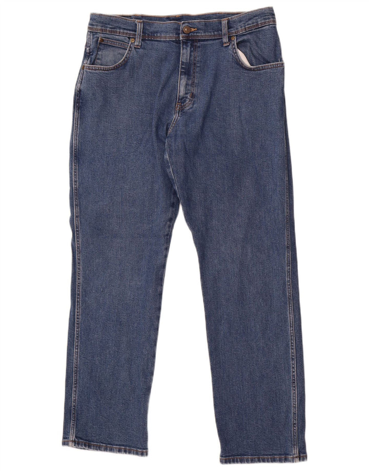 Wrangler Mens Regular Straight Jeans W36 L30 Blue Cotton