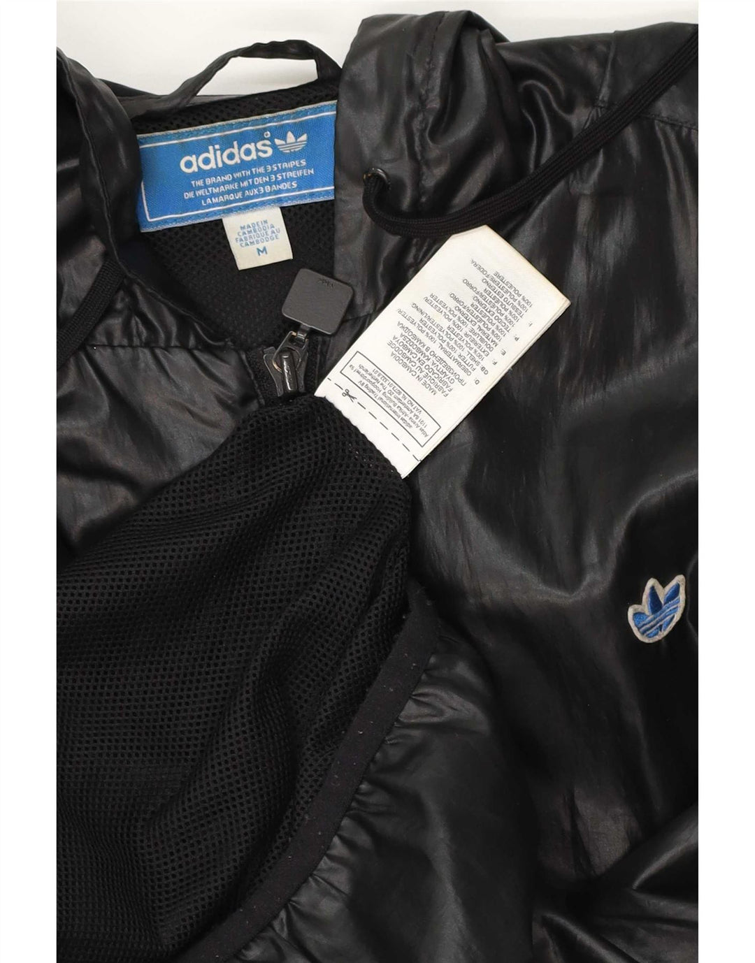 Adidas Mens Hooded Rain Jacket UK 38 Medium Black Polyester