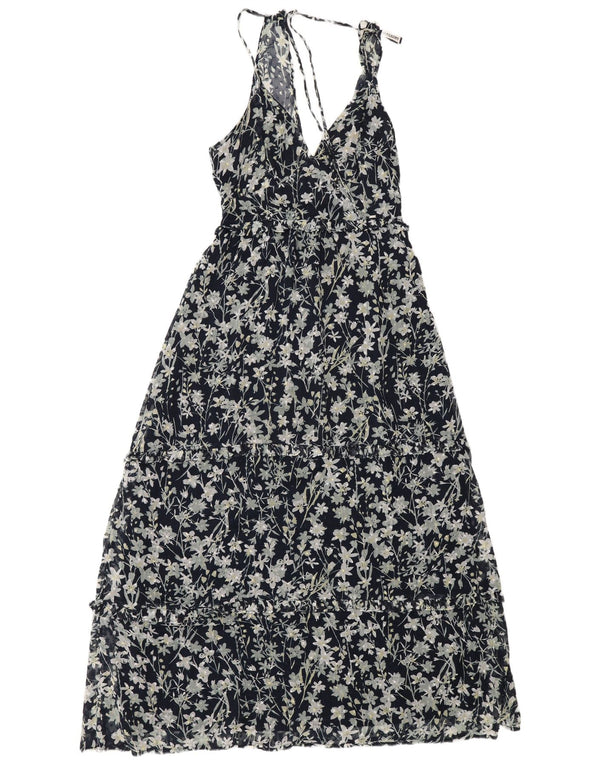 Ärmelloses Superdry-Maxikleid für Damen, UK-Größe 40, Größe S, Marineblau, böhmisches Blumenmuster