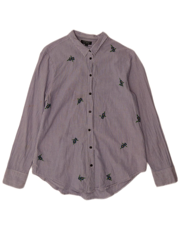 Topshop Dameskjorte UK 10 Small Blue Pinstripe Bomuld