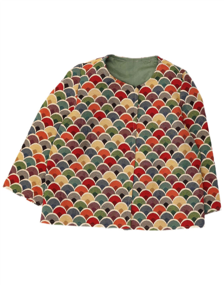 Vintage Womens 3/4 Sleeve Blazer Jacket UK 12 Medium Multicoloured