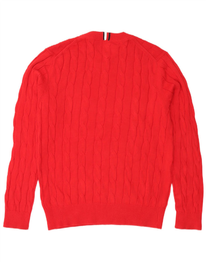 Tommy Hilfiger Mens Crew Neck Jumper Sweater Medium Red Cotton