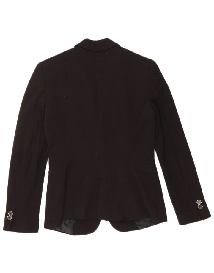 ZARA Womens 1 Button Blazer Jacket UK 6 XS Black Acetate