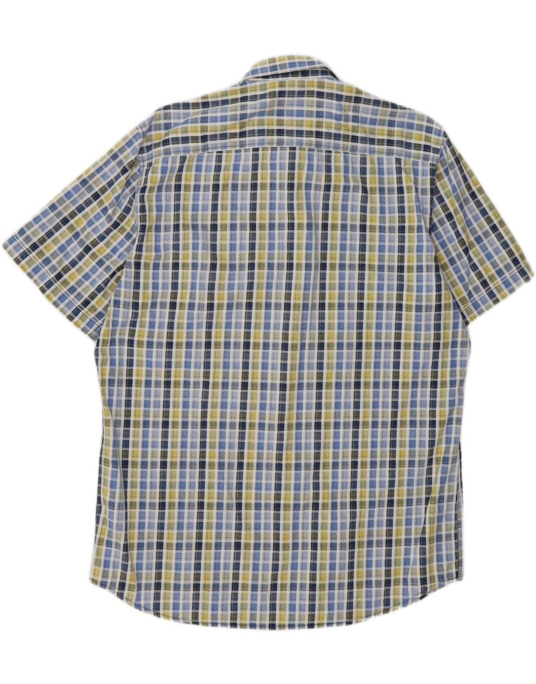 LERROS Mens Short Sleeve Shirt Large Blue Check Cotton Vintage Lerros and Second-Hand Lerros from Messina Hembry 