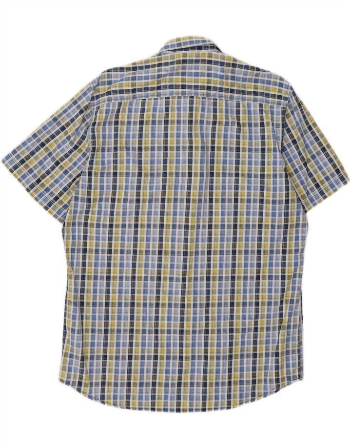 LERROS Mens Short Sleeve Shirt Large Blue Check Cotton Vintage Lerros and Second-Hand Lerros from Messina Hembry 
