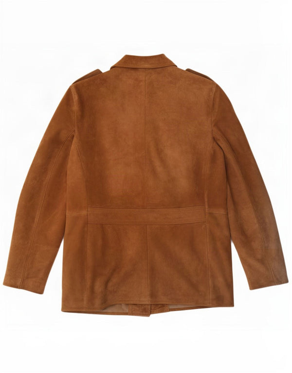 Vintage Mens Military Suede Jacket UK 38 Medium Beige Leather