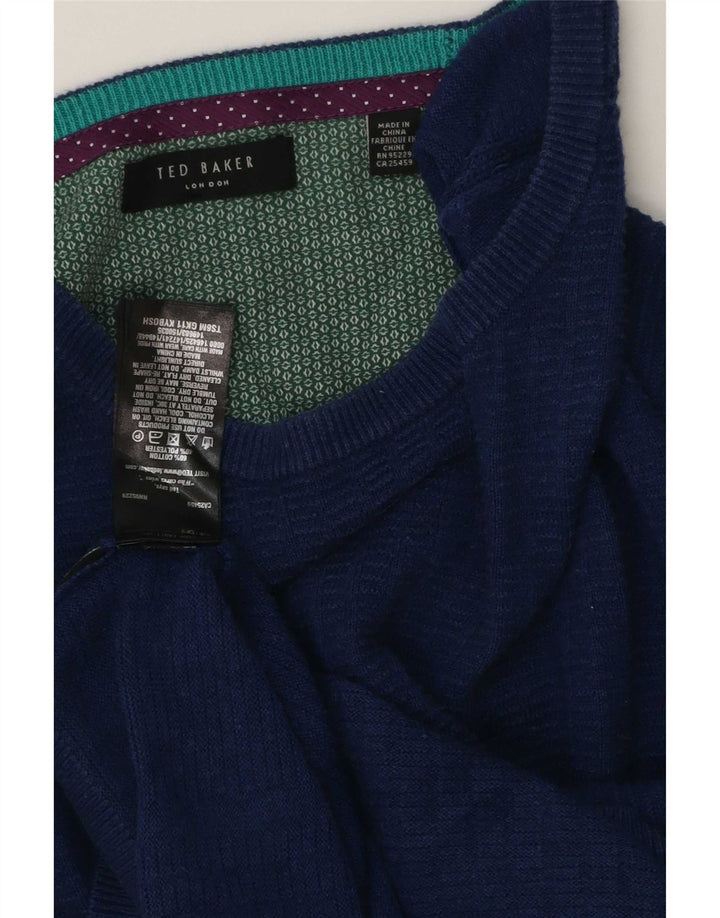 Ted Baker Herre Boat Neck Jumper Sweater Stor Blå Bomuld