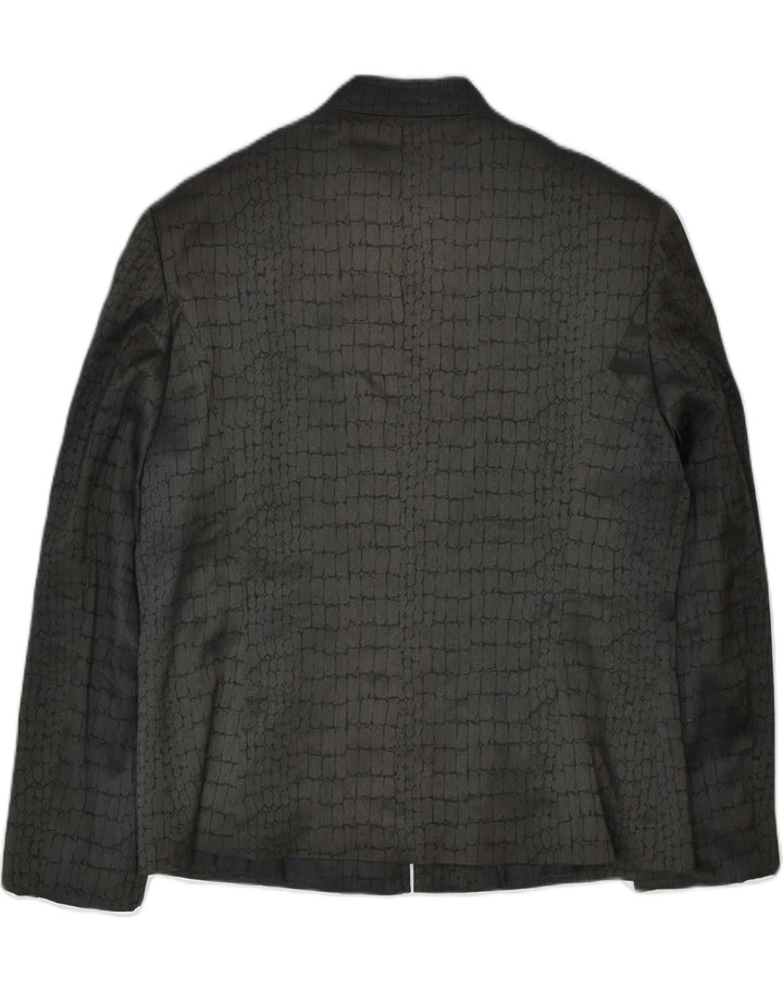 VINTAGE Womens Blazer Jacket UK 16 Large Grey Acetate | Vintage | Thrift | Second-Hand | Used Clothing | Messina Hembry 