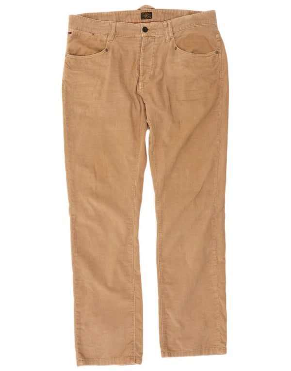Tommy Hilfiger Lige fløjlsbukser til mænd W36 L34 Beige bomuld