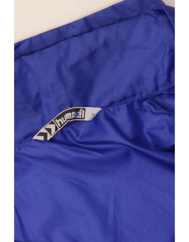 HUMMEL Mens Graphic Hooded Rain Jacket UK 42 XL Blue Polyester
