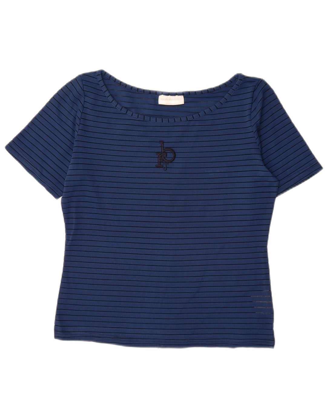 Roccobarocco Womens Graphic T-Shirt Top IT 46 Large Blue Striped Polyester