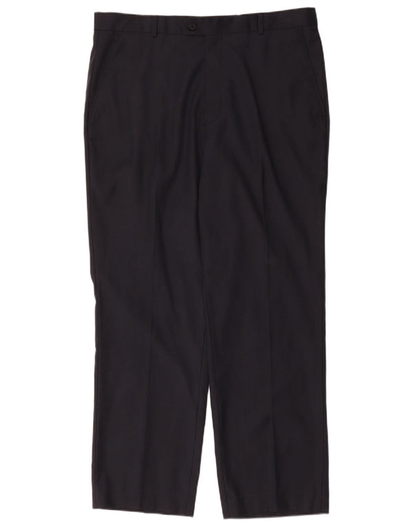 Giorgio Armani Mens Straight Suit Calças W37 L29 Lã Azul Marinho