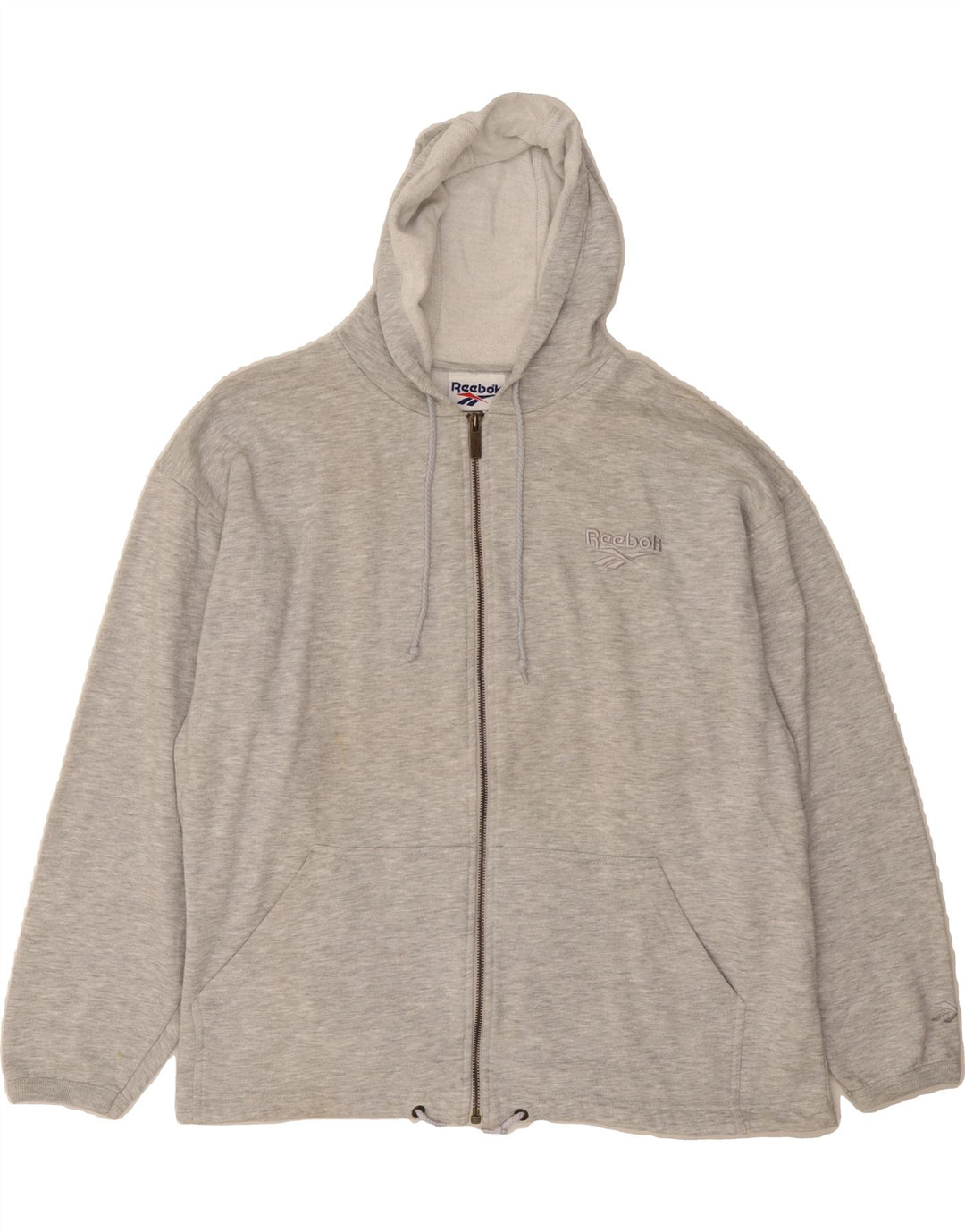 REEBOK Mens Zip Hoodie Sweater Large Grey Cotton Vintage Reebok and Second-Hand Reebok from Messina Hembry 