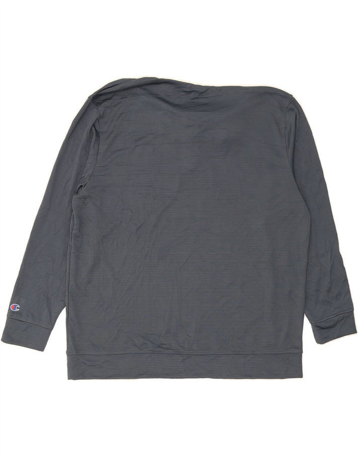 CHAMPION Mens Zip Neck Sweatshirt Jumper 2XL Grey Polyester Vintage Champion and Second-Hand Champion from Messina Hembry 