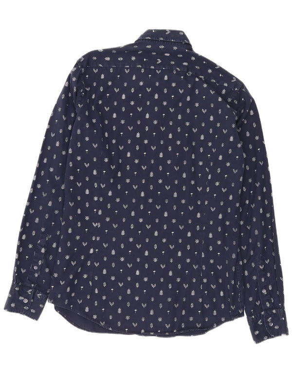 Massimo Dutti Herrenhemd Medium Marineblau mit Blumenmuster