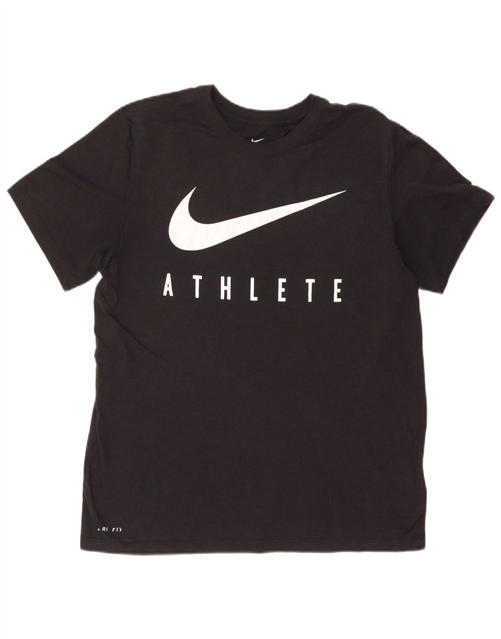 NIKE Mens Dri Fit Graphic T-Shirt Top Large Black Polyester