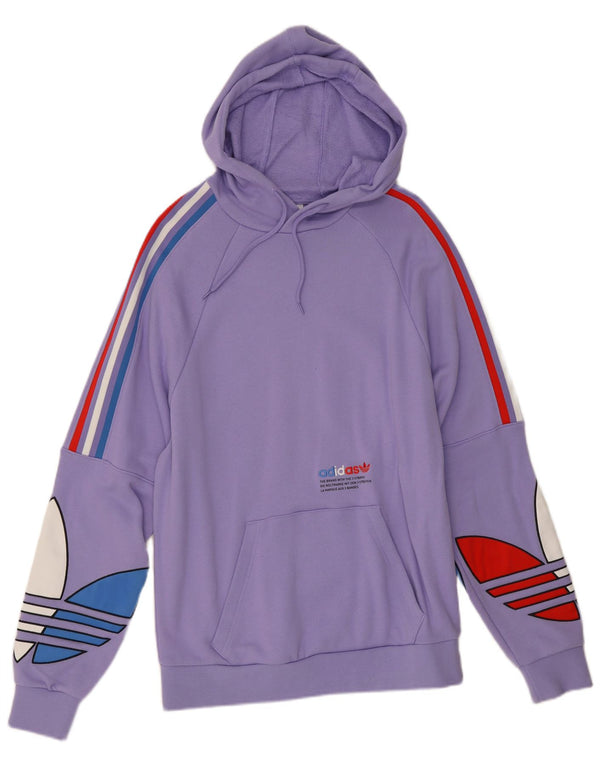 Adidas Womens Graphic Hoodie Jumper UK 16 Large Purple Cotton