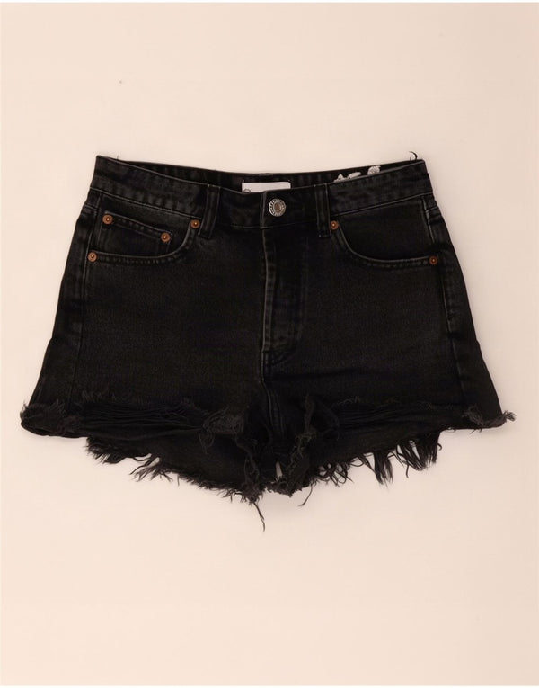 Zara Damen Jeansshorts EU 36 XS W26 Schwarze Baumwolle
