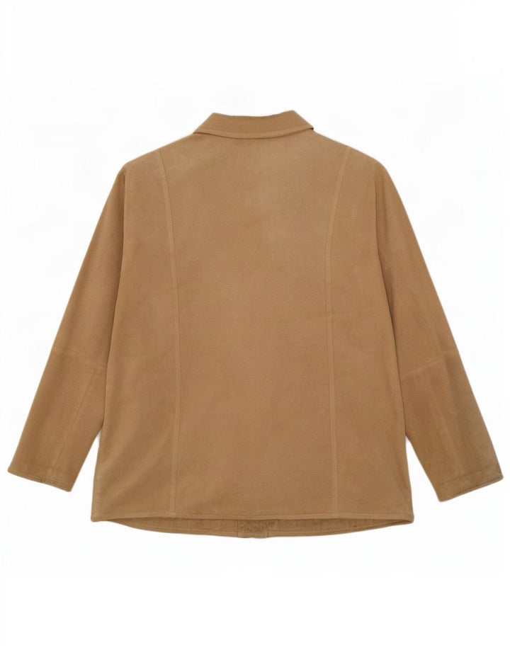 SAMOON Womens Overshirt Suede Shirt UK 20 2XL Beige Leather