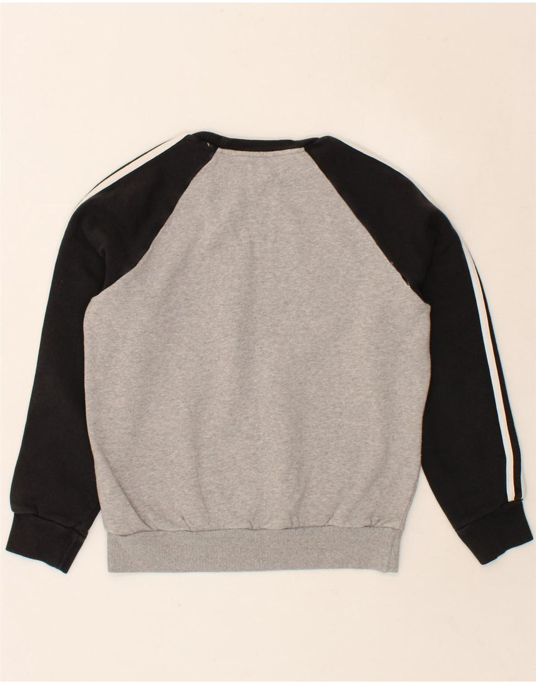 ADIDAS Womens Graphic Sweatshirt Jumper UK 12 Medium Grey Colourblock Vintage Adidas and Second-Hand Adidas from Messina Hembry 