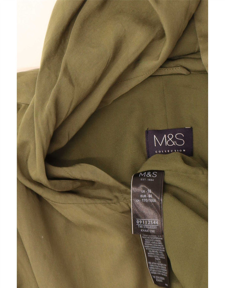 Marks & Spencer Womens Hooded Parka Jacket UK 16 Large Khaki Polyester