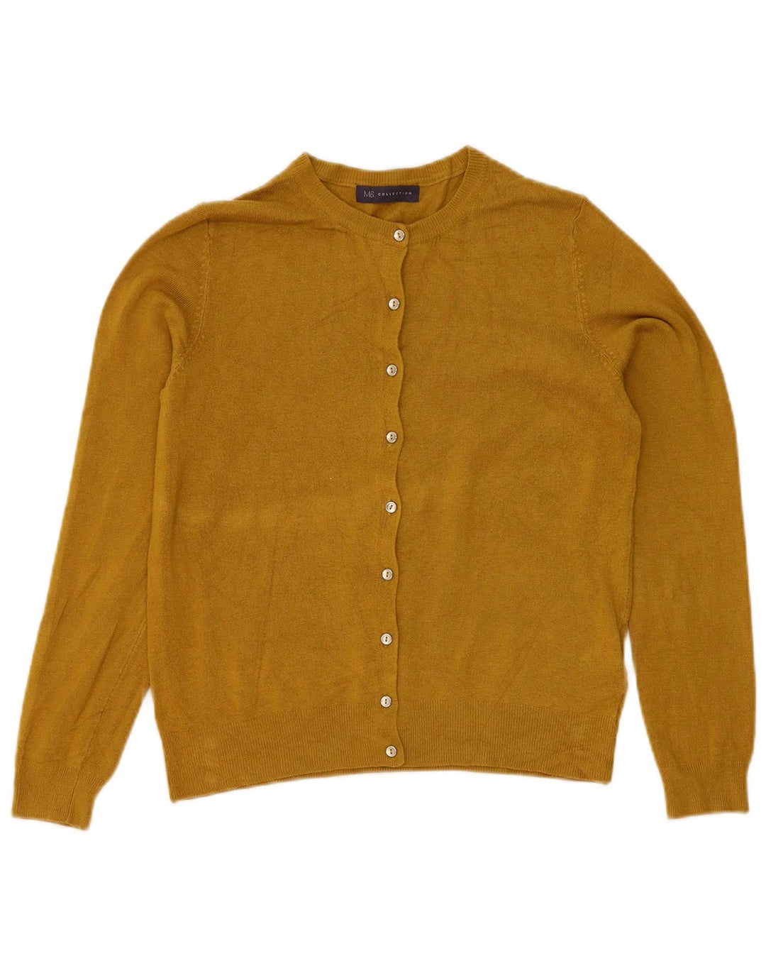 Marks & Spencer Dame Cardigan Sweater UK 12 Medium Yellow Viscose