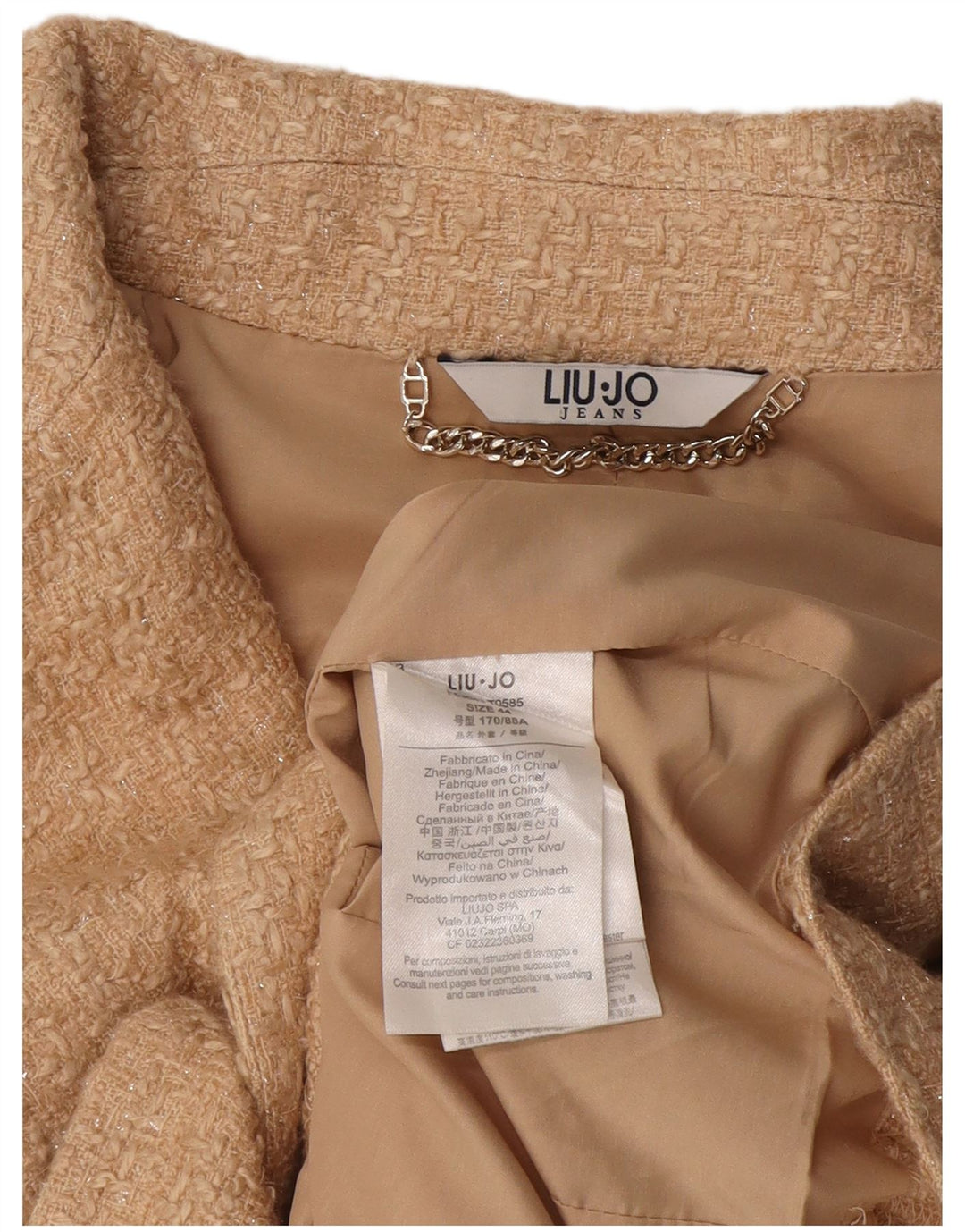 Liu Jo Womens Crop Blazer Jacket IT 44 Medium Beige Acrylic