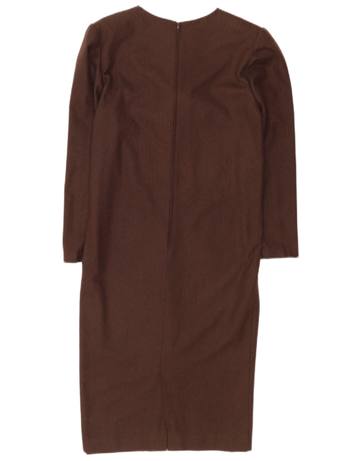 Luisa Spagnoli Womens Long Sleeve Shift Dress IT 42 Medium Brown Wool