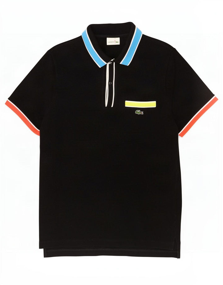 Lacoste Mens Polo Shirt Size 4 Medium Black Colourblock Cotton