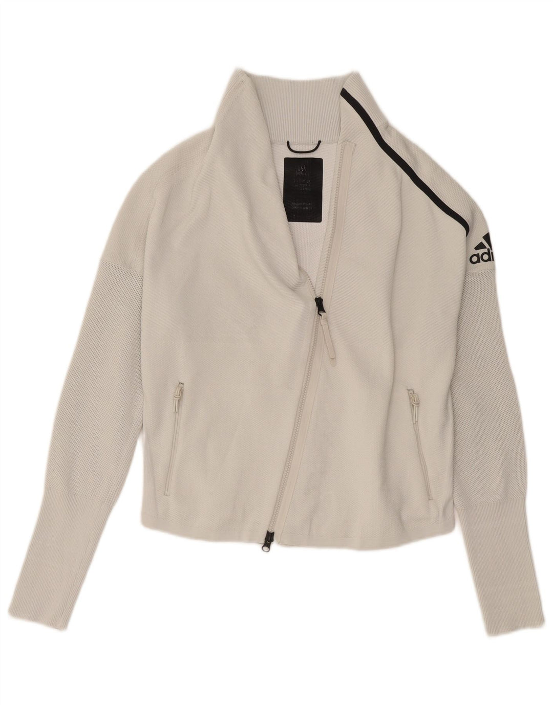 Adidas Womens Graphic Tracksuit Top Jacket UK 8/10 Small White Polyester