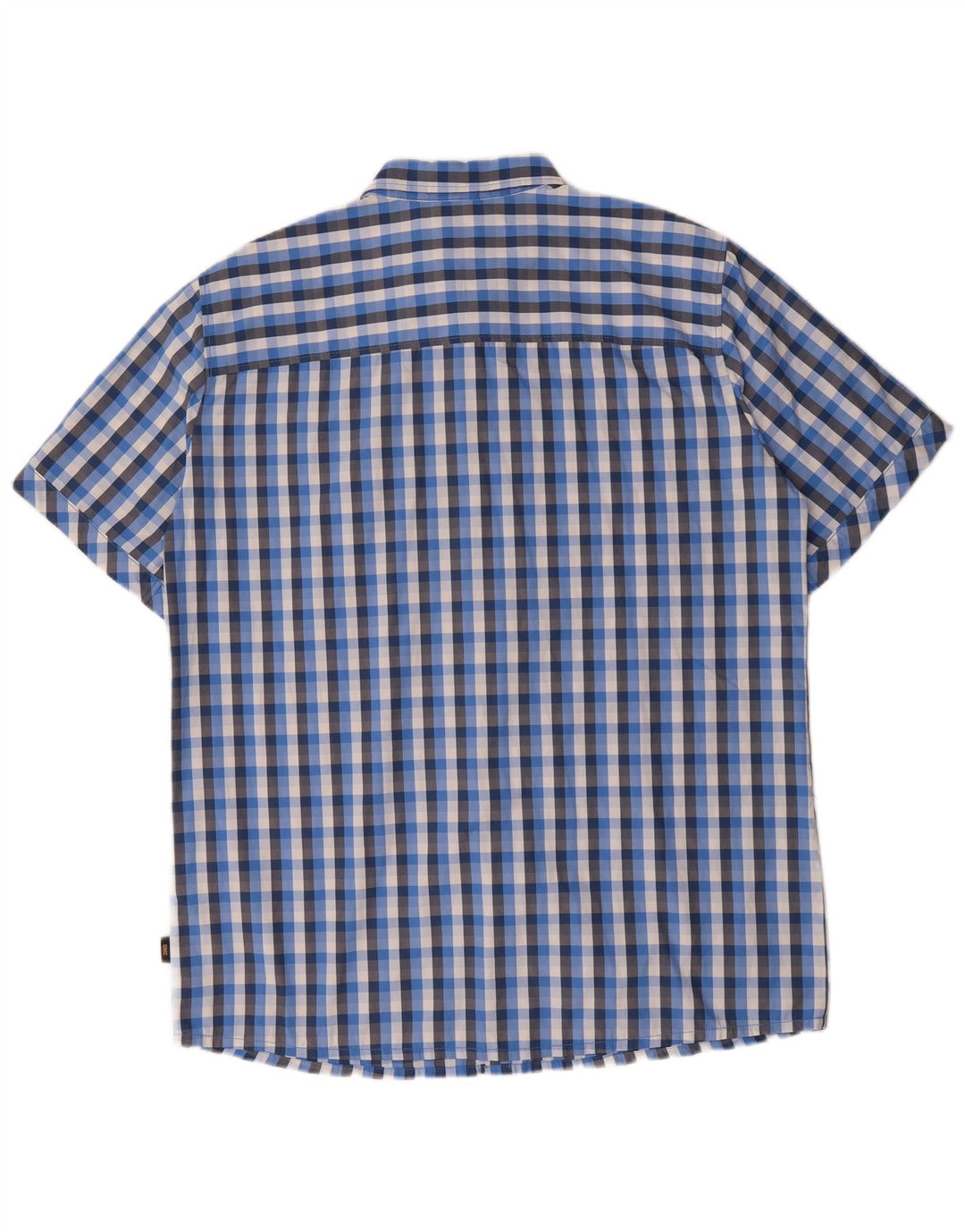JACK WOLFSKIN Mens Short Sleeve Shirt UK 48 2XL Blue Check Polyester