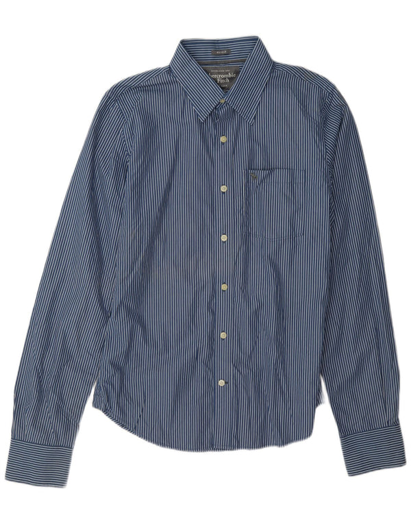 Abercrombie & Fitch Mens Muscle Shirt Medium Blue Pinstripe Cotton