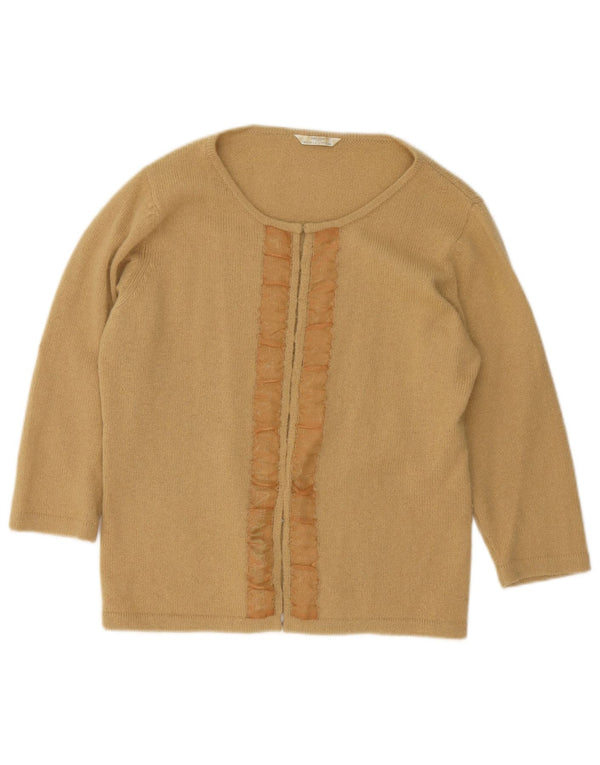 Suéter feminino Marks & Spencer com gola canoa Reino Unido 16 grande bege