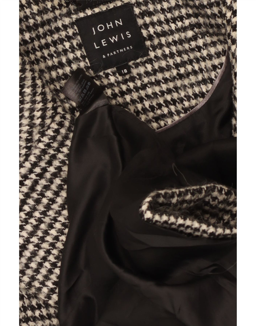 Cappotto doppiopetto oversize da donna John Lewis UK 18 XL pied de poule nero