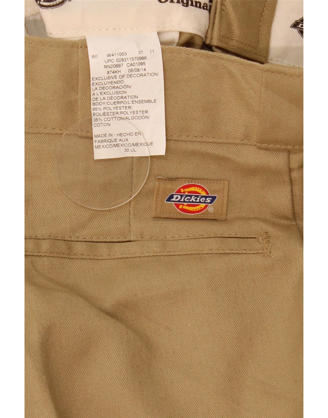 Dickies Mens Straight Chino Trousers W30 L32 Brown Polyester