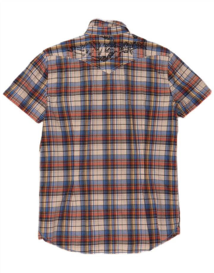 Lee Camisa De Manga Corta Con Estampado De Hombre De Algodón A Cuadros Multicolor Mediano