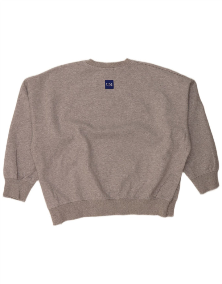 ZARA Womens Oversized Graphic Sweatshirt Jumper UK 14 Medium Grey Flecked