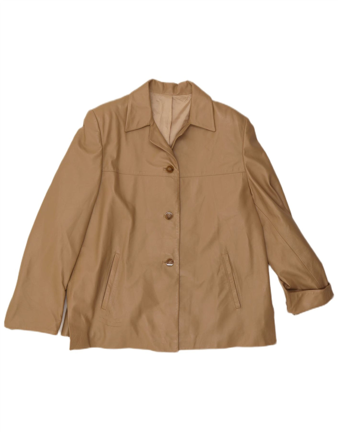 Vintage Womens Leather Jacket UK 16 Large Beige