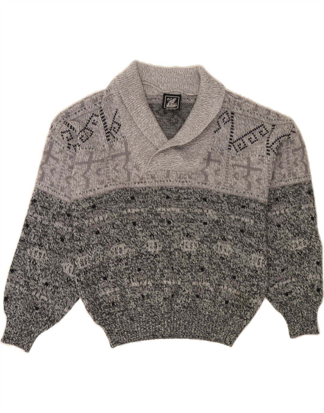 VINTAGE Mens Shawl Neck Jumper Sweater IT 48/50 Medium Grey Flecked Vintage Vintage and Second-Hand Vintage from Messina Hembry 