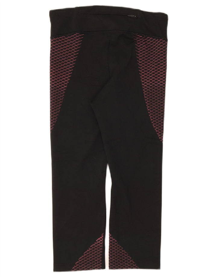 Nike Dame Dri Fit Capri Leggings UK 8 Small Black Geometric Polyester