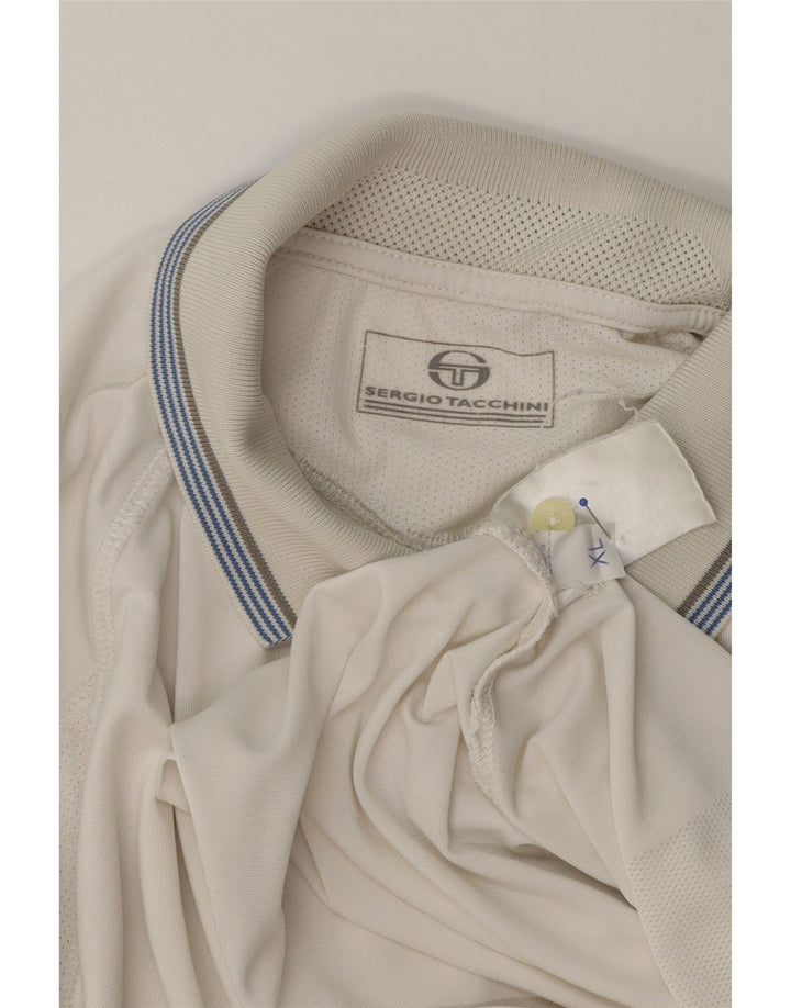 Sergio Tacchini Mens Polo Shirt XL White Polyester