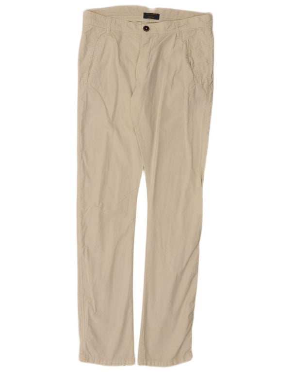 Pantaloni chino slim da uomo Zara EU 42 Large W32 L33 Cotone gessato beige