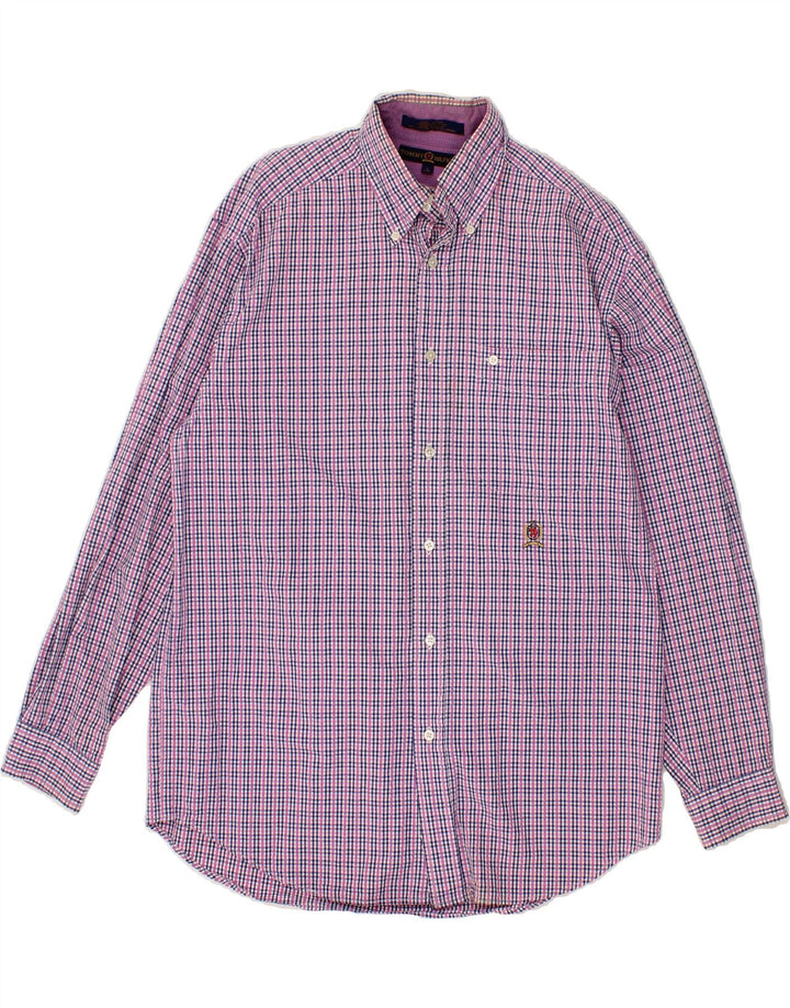 TOMMY HILFIGER Mens Shirt Small Purple Check Cotton Vintage Tommy Hilfiger and Second-Hand Tommy Hilfiger from Messina Hembry 