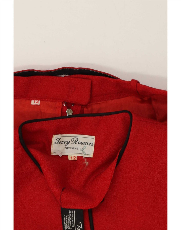 Vintage Womens 5 Button 2 Piece Skirt Set UK 12 Medium W28 Red Polyester