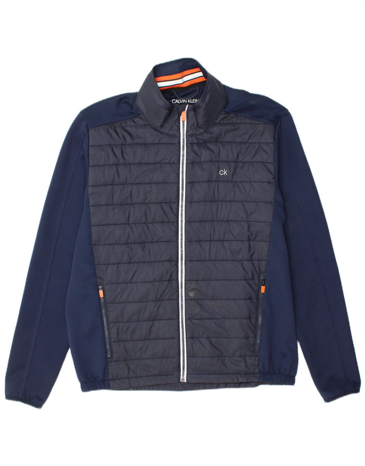 CALVIN KLEIN Mens Tracksuit Top Jacket Large Navy Blue Nylon