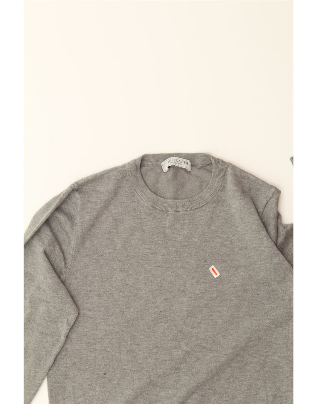 TRUSSARDI Womens Crew Neck Jumper Sweater UK 14 Medium Grey Vintage Trussardi and Second-Hand Trussardi from Messina Hembry 